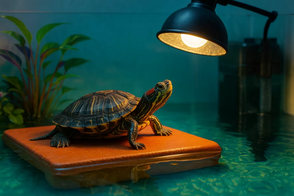 Cuidados de tortugas de agua con UVB, plataforma y filtro