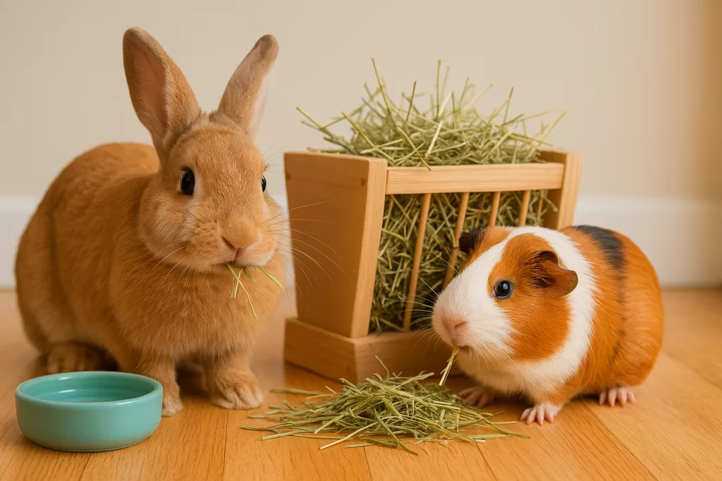 Higiene dental en conejos y cobayas con heno fresco