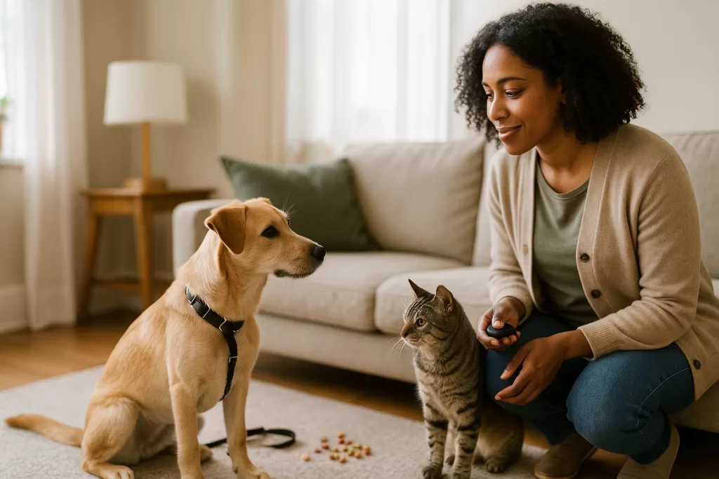 Socialización temprana para perros y gatos en casa, visita tranquila